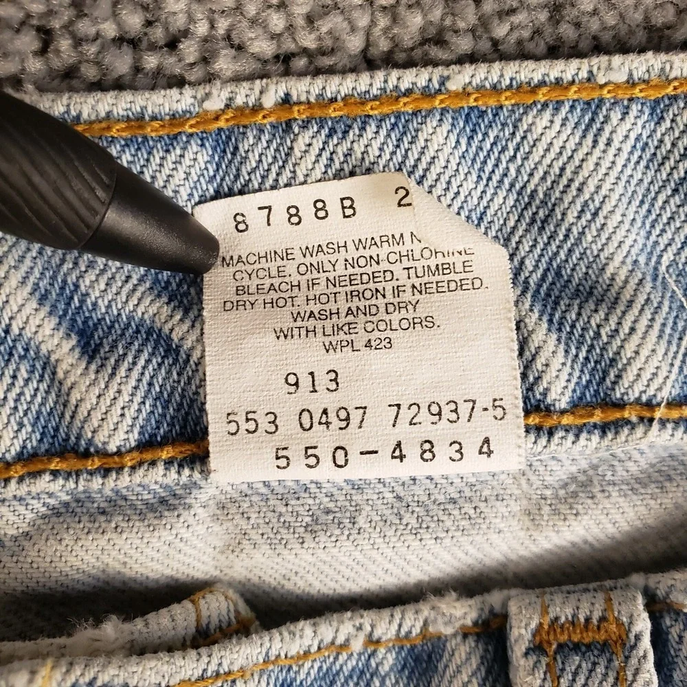 VTG 90s Levis 550 Mens 34x34 Paint Distressed Blue Denim 550-4834 USA Made 1997